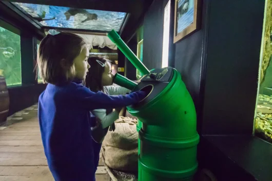 Petites filles sur le parcours sensoriel au Grand Aquarium de Touraine