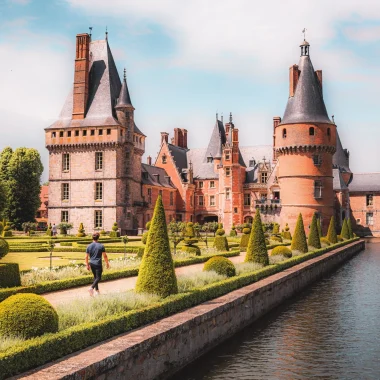 Jeune homme devant le château de Maintenon